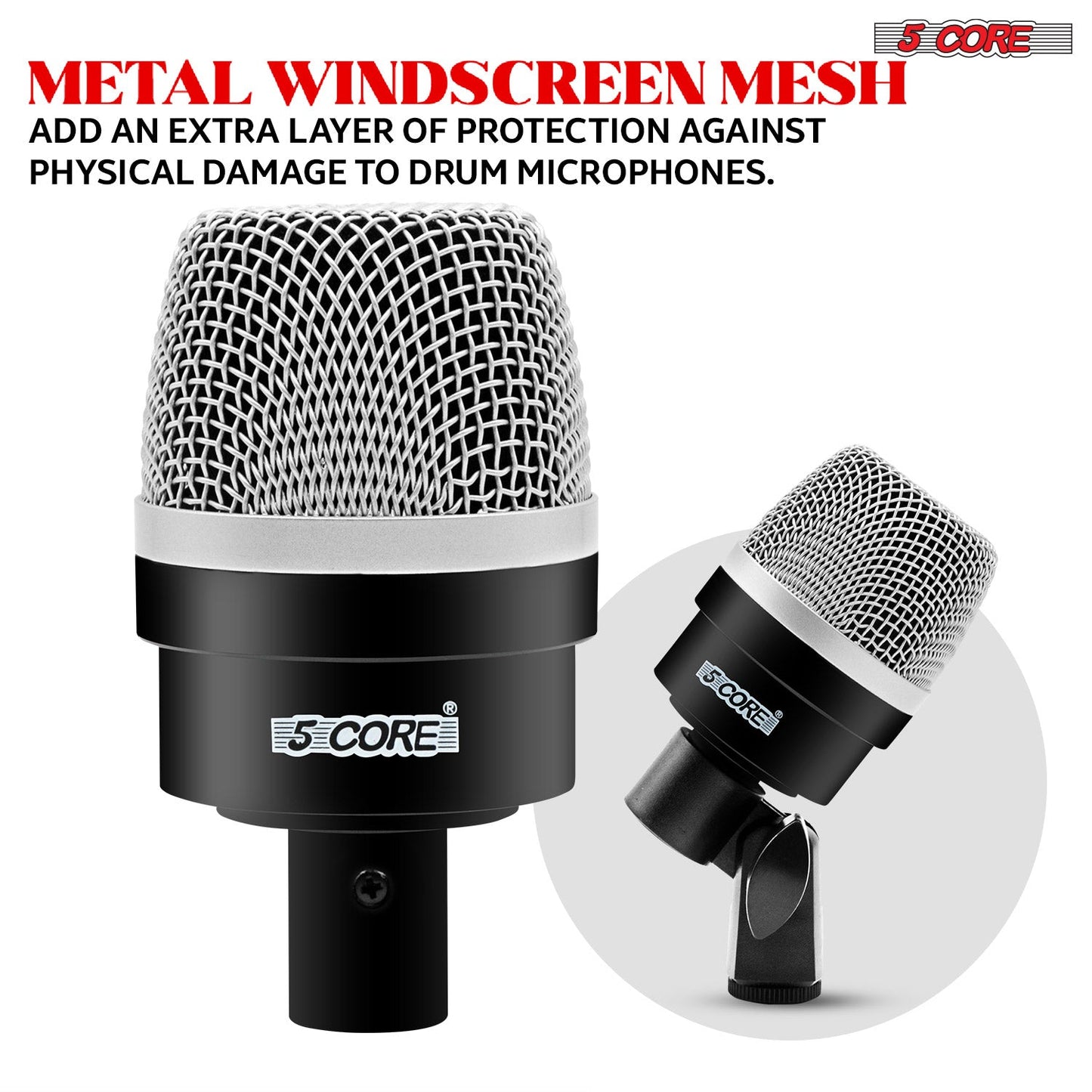 5Core Drum Mic Kit 7 Pcs Kick BassTom Snare Dynamic Microphone Instrument Mics Set Black-2