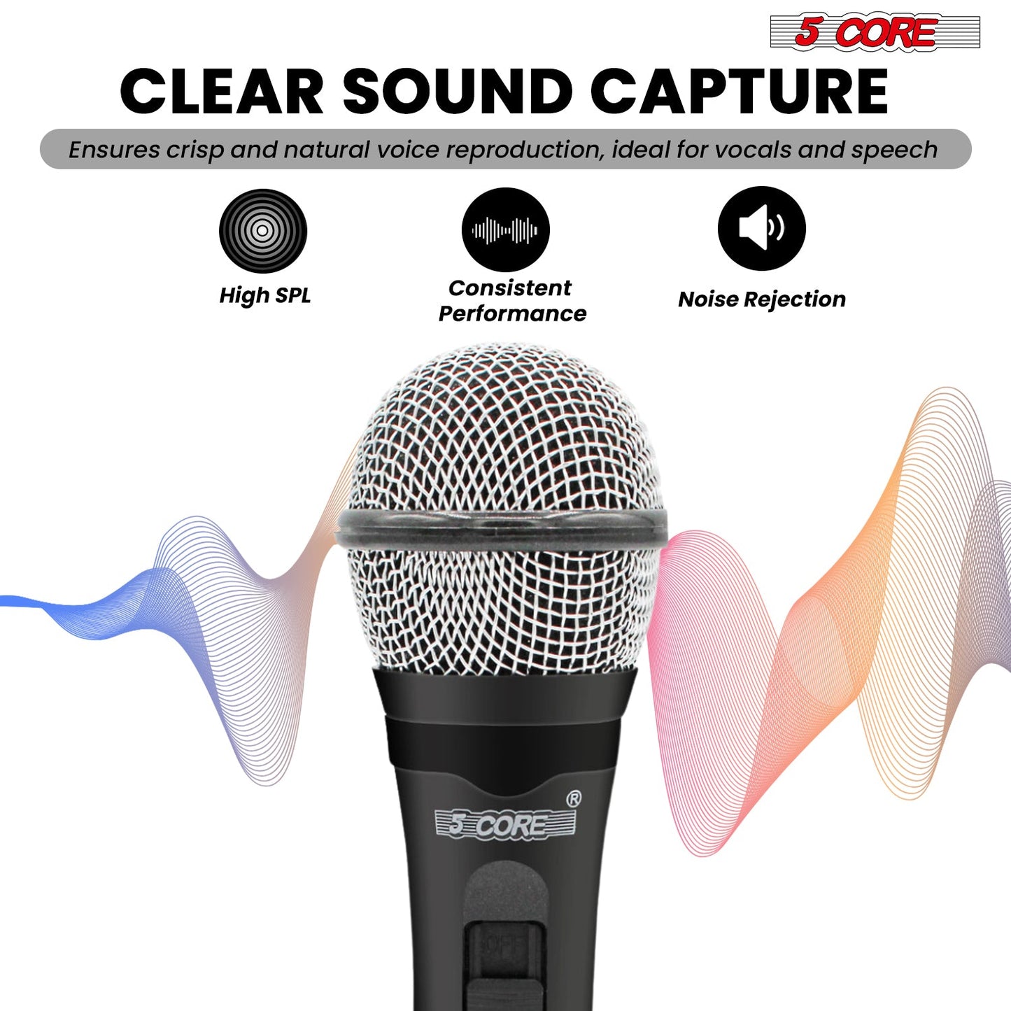 5Core XLR Microphone Dynamic Mic Karaoke Singing Studio Mics Handheld Microfono-4