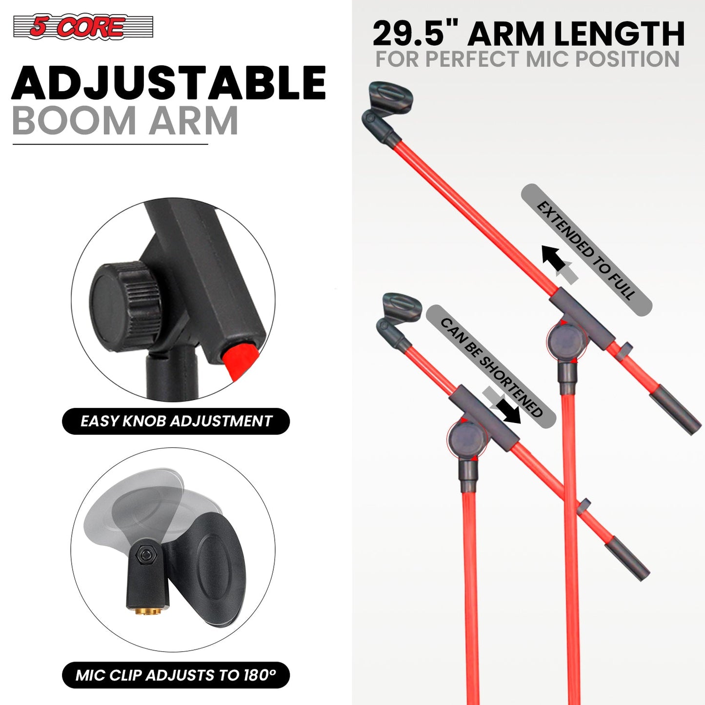 5Core Tripod Mic Stand 2Pcs Adjustable Holder Floor Microphone Boom Arm-2