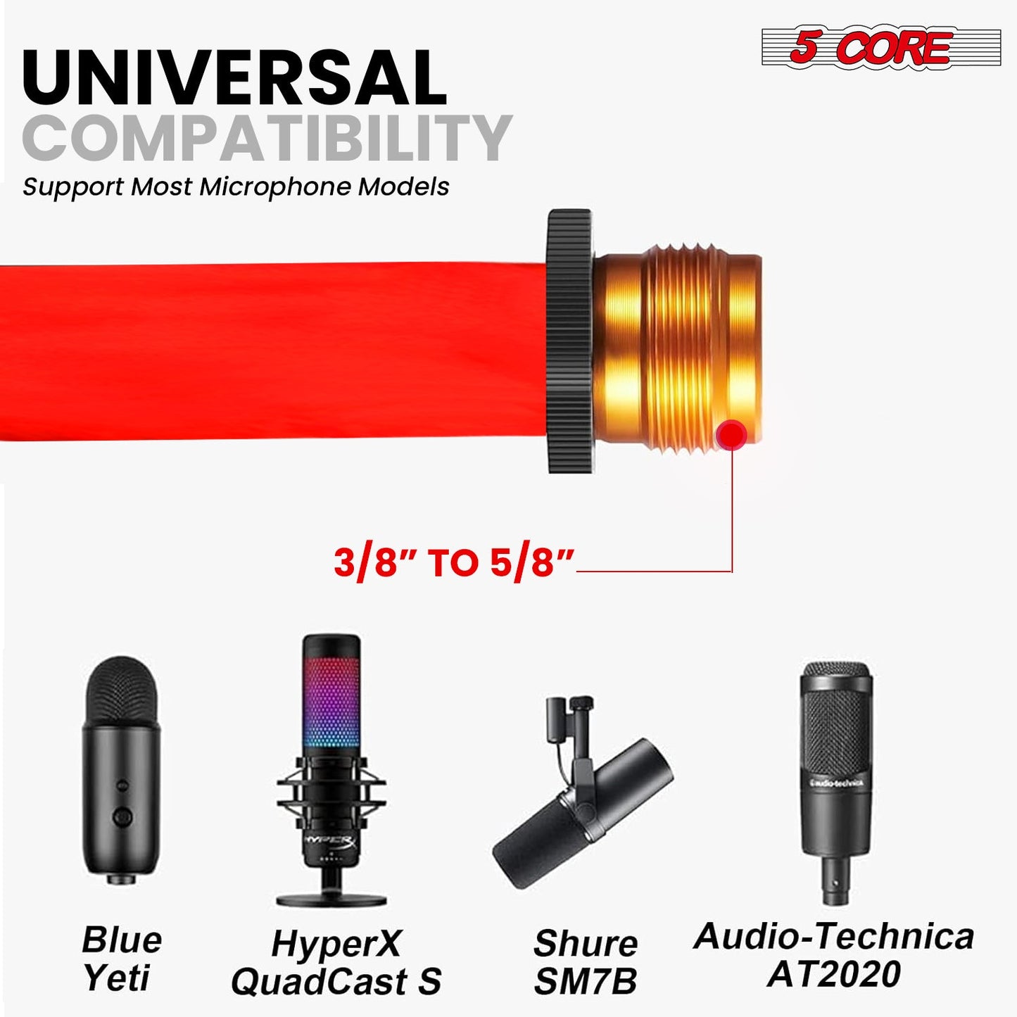 5Core Tripod Mic Stand 2Pcs Adjustable Holder Floor Microphone Boom Arm-3