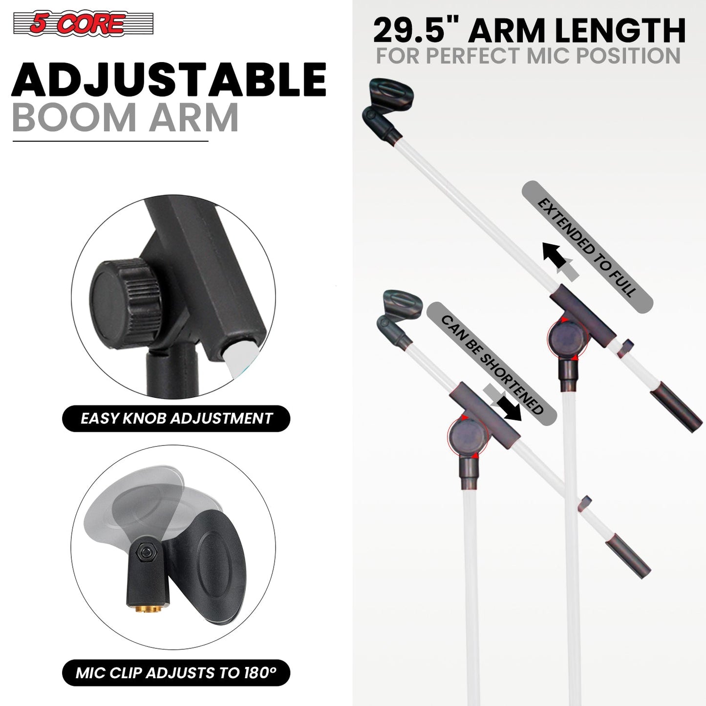 5Core Tripod Mic Stand 2Pcs Adjustable Holder Floor Microphone Boom Arm-4