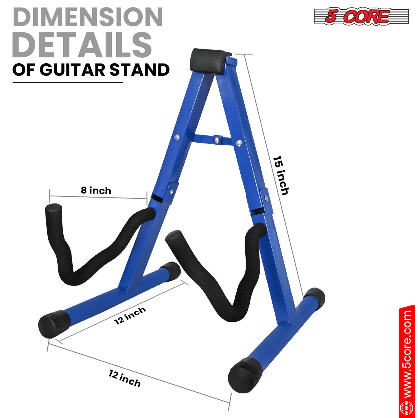 5 Core Guitar Stand A Frame Shape w Soft Foam Arm Non Slip Rubber for Acoustic Electric Bass Ukulele-4