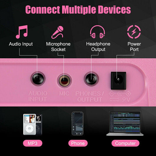 61-Key Electric Piano Keyboard for Beginner-Pink-2
