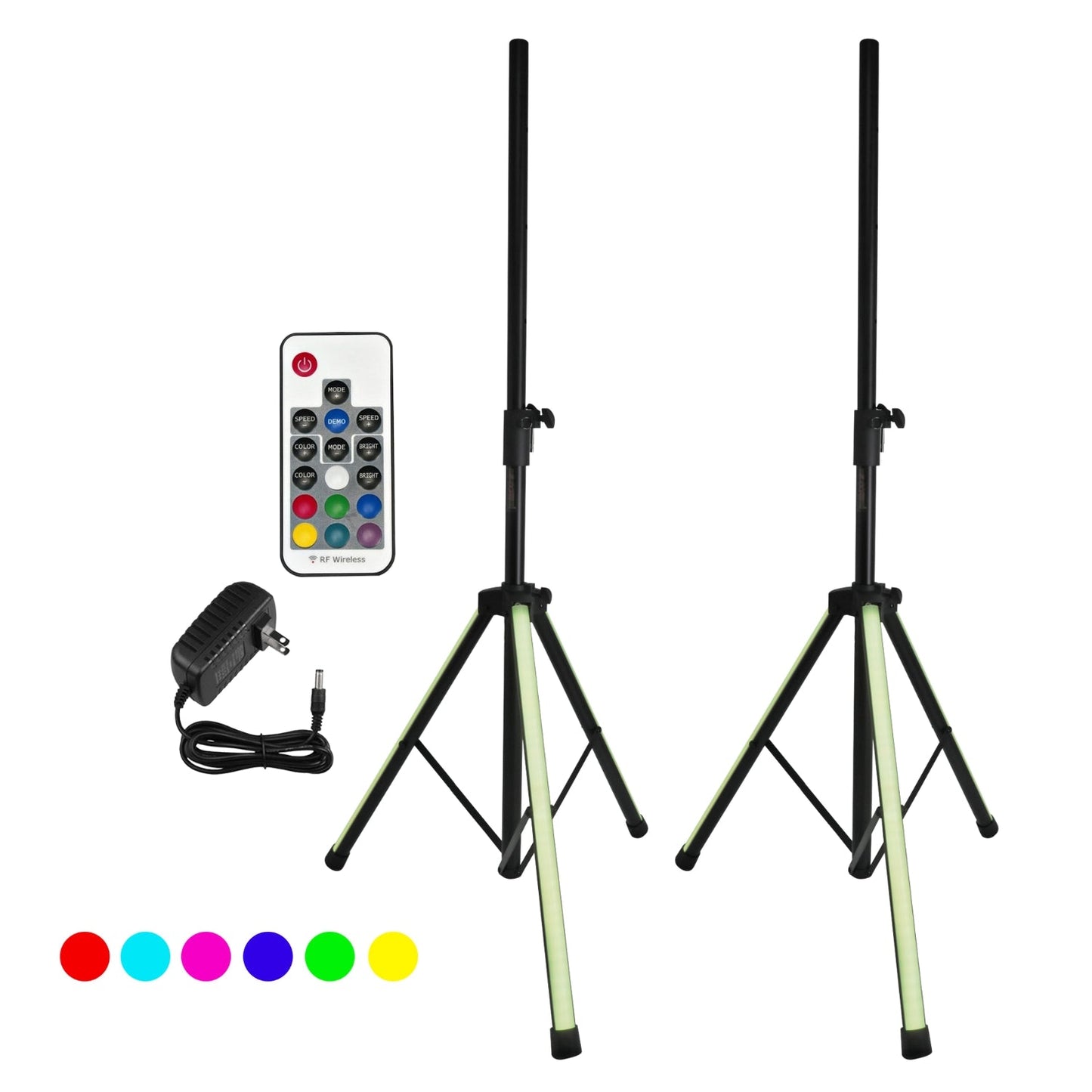 5Core Speaker Stand 2Pcs Tripod w RGB Lights Adjustable 72 Inch DJ Studio Monitor Stands-0