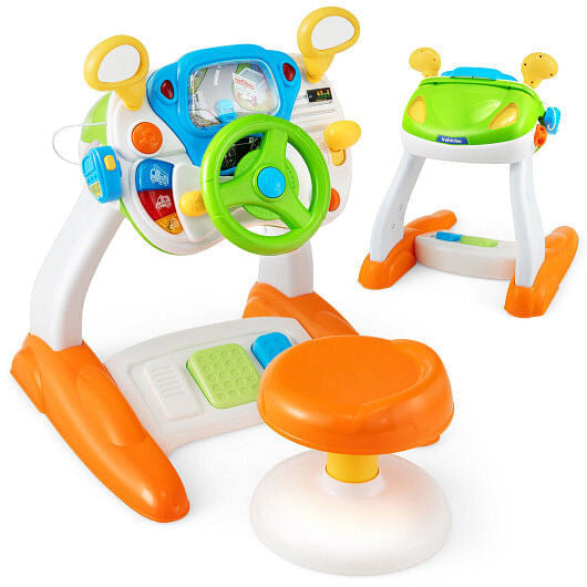 Kids Steering Wheel Pretend Play Toy Set with Lights and Sounds-4