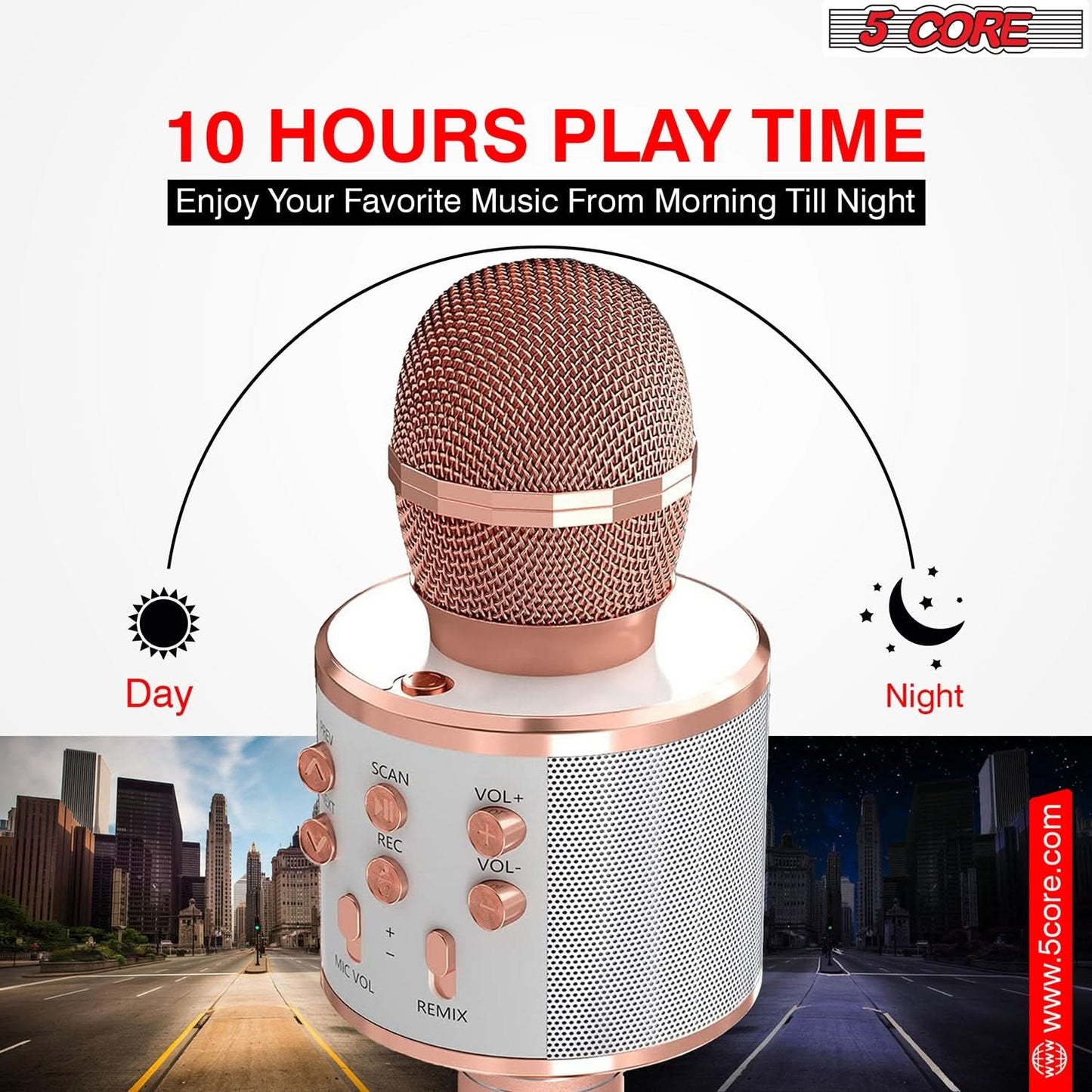 5Core Wireless Karaoke Microphone Bluetooth Mic Portable Handheld Microfonos Inalambricos COPPER-1