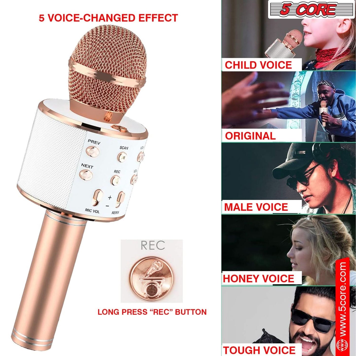 5Core Wireless Karaoke Microphone Bluetooth Mic Portable Handheld Microfonos Inalambricos COPPER-4