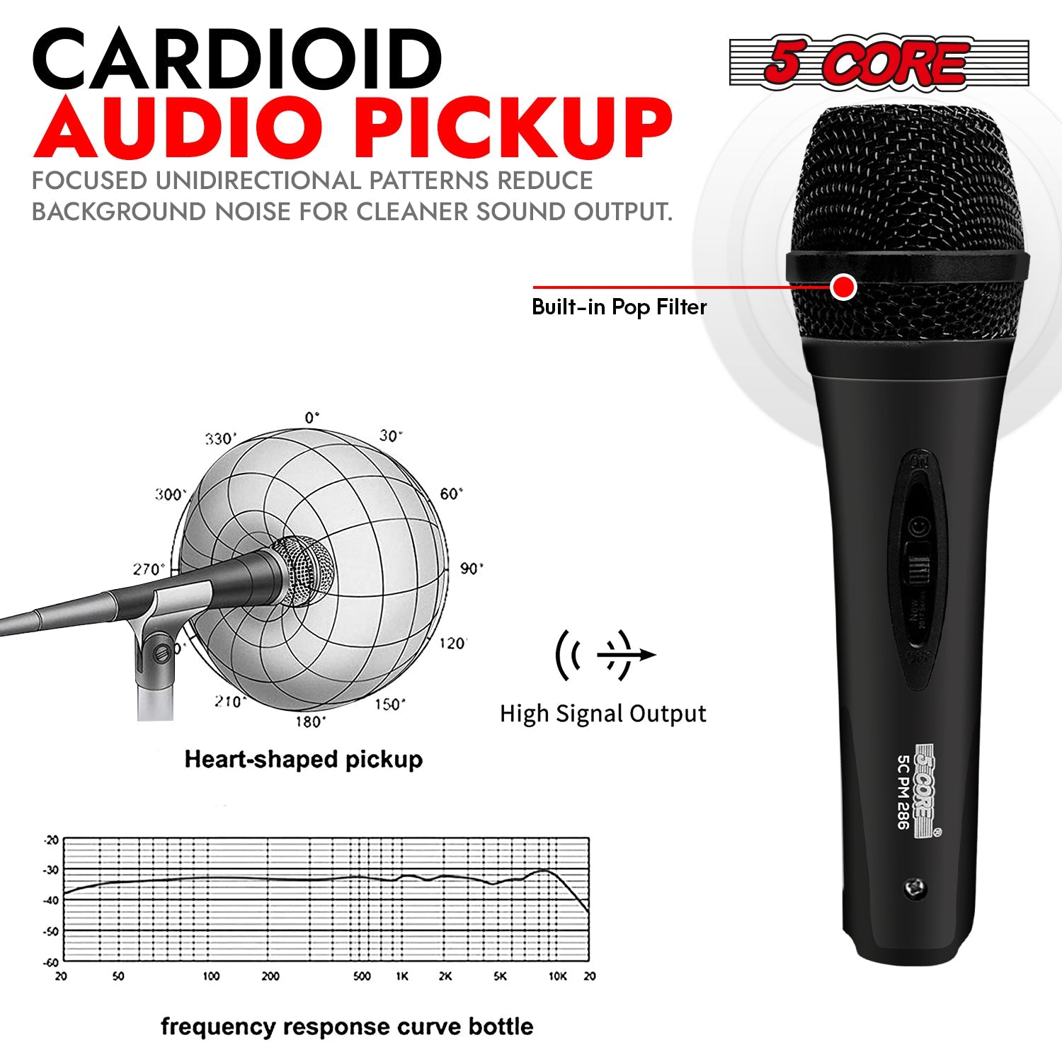 5Core XLR Microphone Dynamic Mic Karaoke Singing Studio Mics Handheld Microfono-1