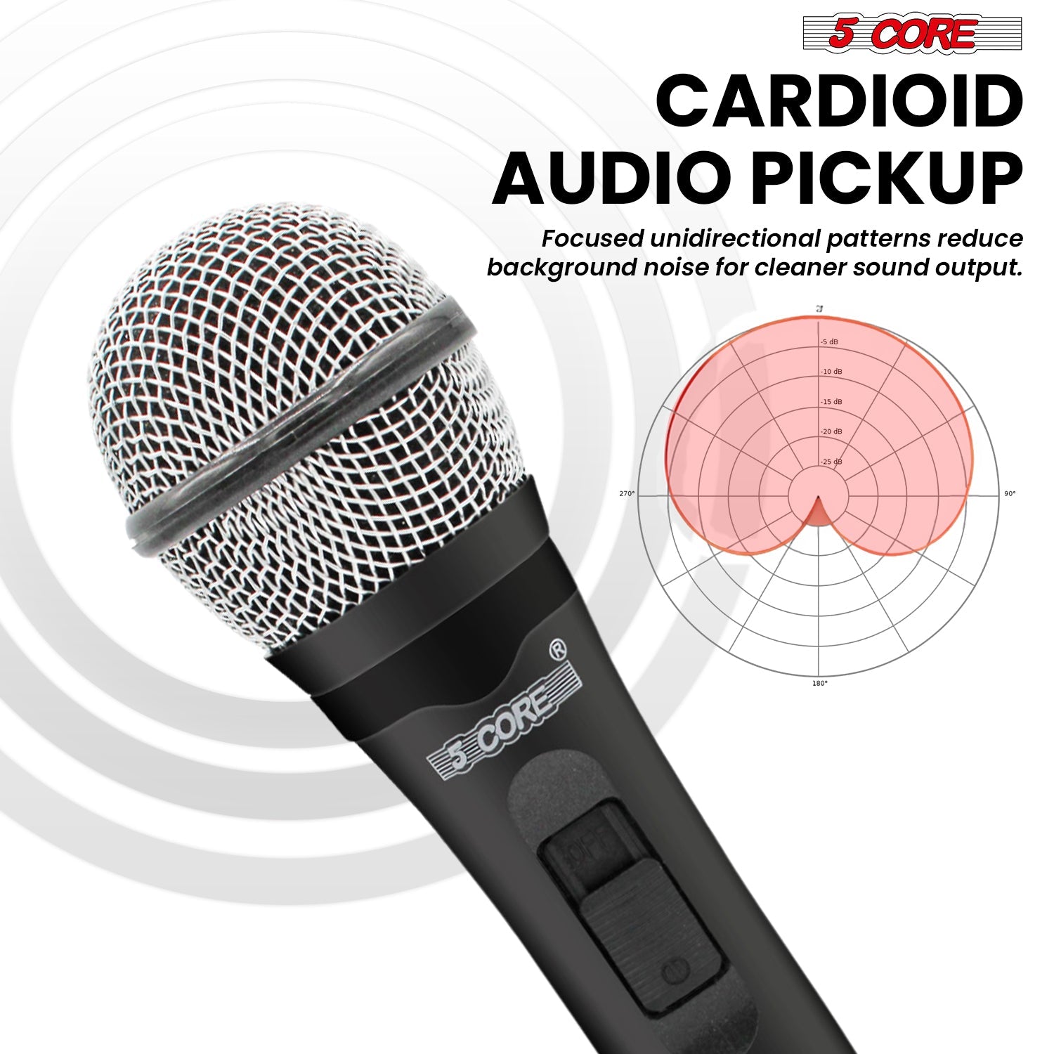 5Core XLR Microphone Dynamic Mic Karaoke Singing Studio Mics Handheld Microfono-3