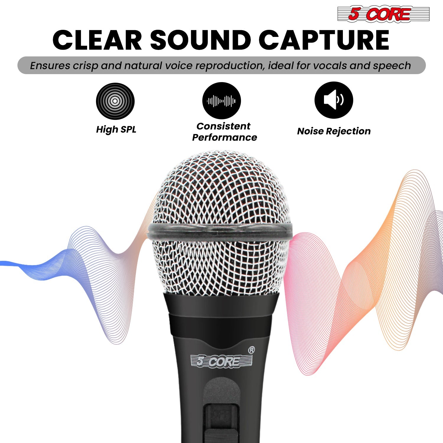 5Core XLR Microphone Dynamic Mic Karaoke Singing Studio Mics Handheld Microfono-4