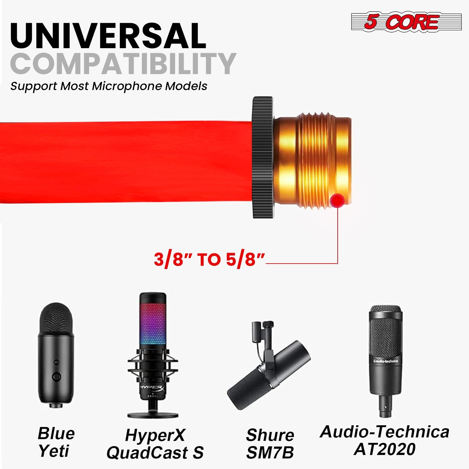 5Core Tripod Mic Stand 2Pcs Adjustable Holder Floor Microphone Boom Arm-3
