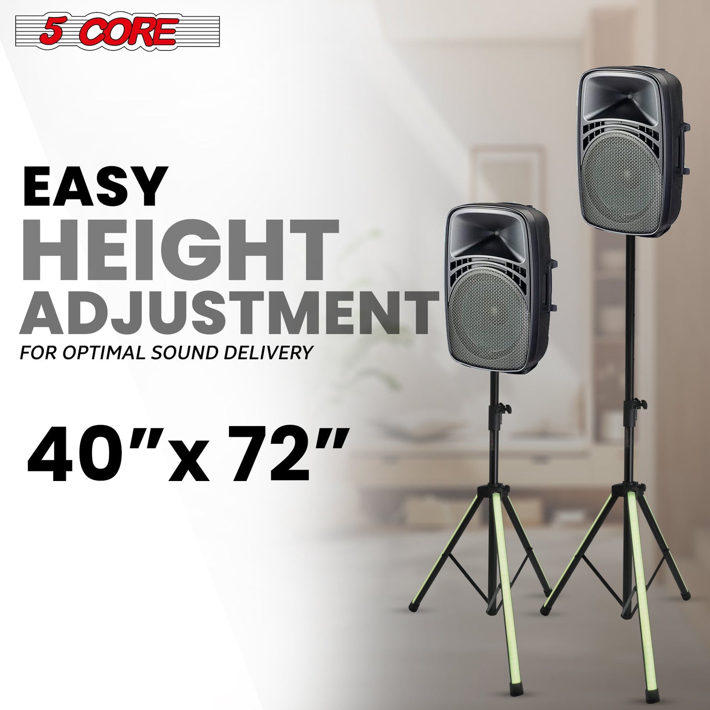 5Core Speaker Stand 2Pcs Tripod w RGB  Lights Adjustable 72 Inch DJ Studio Monitor Stands-1