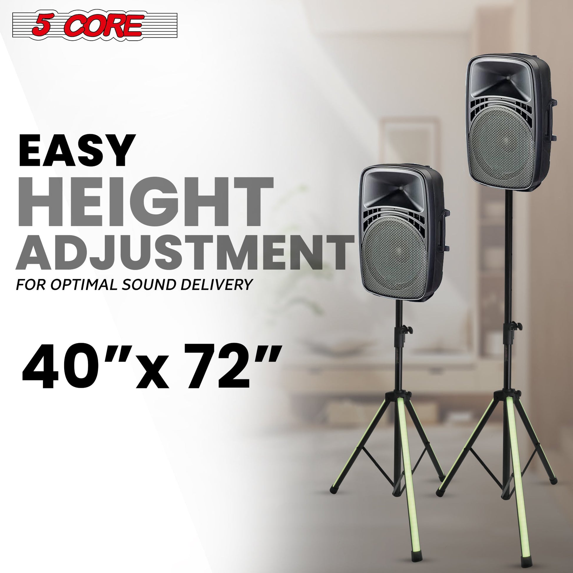 5Core Speaker Stand 2Pcs Tripod w RGB  Lights Adjustable 72 Inch DJ Studio Monitor Stands-1