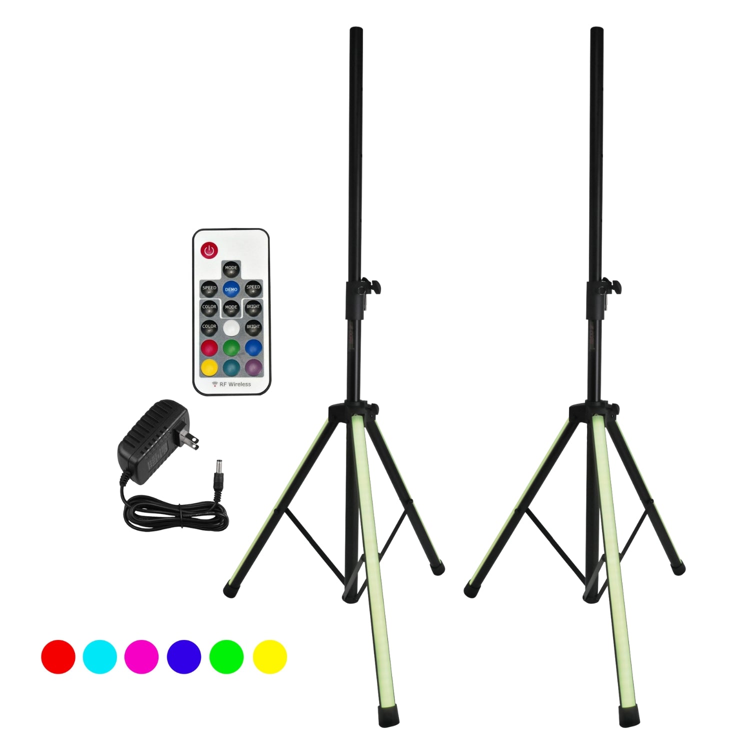 5Core Speaker Stand 2Pcs Tripod w RGB  Lights Adjustable 72 Inch DJ Studio Monitor Stands-0