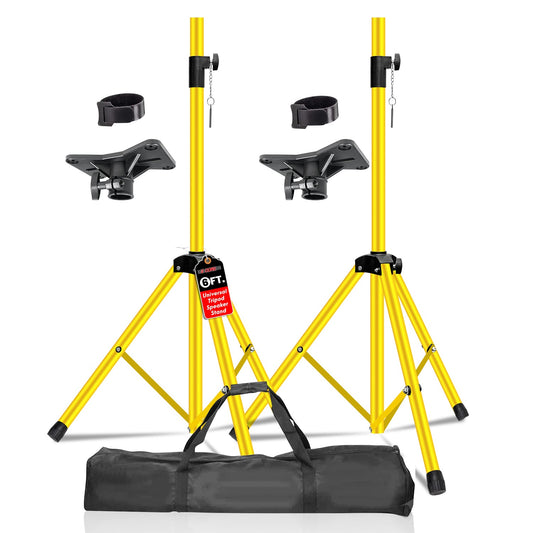 5Core Speaker Stand Tripod Tall Adjustable 72 Inch DJ Pole Mount Studio Monitor Stands Yellow 2 PK-0